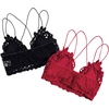 image:imageFloerns Womens Sexy Lace V Neck Criss Cross Back Bralette Crop TopBlack and Hot Red