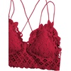 image:imageFloerns Womens Sexy Lace V Neck Criss Cross Back Bralette Crop TopBlack and Hot Red