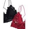 image:imageFloerns Womens Sexy Lace V Neck Criss Cross Back Bralette Crop TopBlack and Hot Red