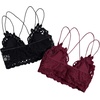 image:imageFloerns Womens Sexy Lace V Neck Criss Cross Back Bralette Crop TopBlack and Red