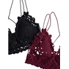 image:imageFloerns Womens Sexy Lace V Neck Criss Cross Back Bralette Crop TopBlack and Red