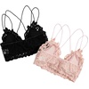 image:imageFloerns Womens Sexy Lace V Neck Criss Cross Back Bralette Crop TopLight Pink Black