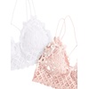 image:imageFloerns Womens Sexy Lace V Neck Criss Cross Back Bralette Crop TopPink and White