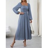 image:imageFloerns Womens Square Neck Lantern Long Sleeve Split Ruched Midi DressesDusty Blue