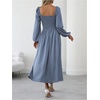 image:imageFloerns Womens Square Neck Lantern Long Sleeve Split Ruched Midi DressesDusty Blue