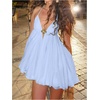 image:imageFloerns Womens Summer Halter Dress Tie Backless Ruffle Flowy Beach Vacation Mini DressesBlue