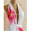 image:imageFloerns Womens Summer Halter Mini Dress Ruched Vacation Bodycon DressesWhite Floral