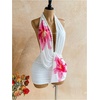 image:imageFloerns Womens Summer Halter Mini Dress Ruched Vacation Bodycon DressesWhite Floral