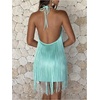 image:imageFloerns Womens Tassel Halter Mini Dress Club Date Night Party DressesMint Blue