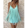 image:imageFloerns Womens Tassel Halter Mini Dress Club Date Night Party DressesMint Blue