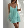 image:imageFloerns Womens Tassel Halter Mini Dress Club Date Night Party DressesMint Blue