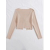 image:imageFloerns Womens Tie Front Long Sleeve Ribbed Knit Shrug Cardigan Crop TopA Khaki