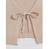 image:imageFloerns Womens Tie Front Long Sleeve Ribbed Knit Shrug Cardigan Crop TopA Khaki