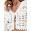 image:imageFloerns Womens Tie Front Long Sleeve Ribbed Knit Shrug Cardigan Crop TopBeige