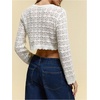 image:imageFloerns Womens Tie Front Long Sleeve Ribbed Knit Shrug Cardigan Crop TopBeige