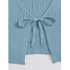 image:imageFloerns Womens Tie Front Long Sleeve Ribbed Knit Shrug Cardigan Crop TopBlue