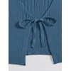 image:imageFloerns Womens Tie Front Long Sleeve Ribbed Knit Shrug Cardigan Crop TopDusty Blue