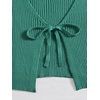 image:imageFloerns Womens Tie Front Long Sleeve Ribbed Knit Shrug Cardigan Crop TopGreen Solid