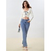image:imageFloerns Womens Tie Front Long Sleeve Ribbed Knit Shrug Cardigan Crop TopLace White