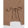 image:imageFloerns Womens Tie Front Long Sleeve Ribbed Knit Shrug Cardigan Crop TopLight Brown