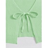 image:imageFloerns Womens Tie Front Long Sleeve Ribbed Knit Shrug Cardigan Crop TopLight Green