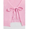 image:imageFloerns Womens Tie Front Long Sleeve Ribbed Knit Shrug Cardigan Crop TopLight Pink