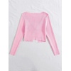 image:imageFloerns Womens Tie Front Long Sleeve Ribbed Knit Shrug Cardigan Crop TopLight Pink