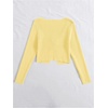 image:imageFloerns Womens Tie Front Long Sleeve Ribbed Knit Shrug Cardigan Crop TopLight Yellow