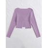 image:imageFloerns Womens Tie Front Long Sleeve Ribbed Knit Shrug Cardigan Crop TopLilac Purple