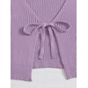 image:imageFloerns Womens Tie Front Long Sleeve Ribbed Knit Shrug Cardigan Crop TopLilac Purple