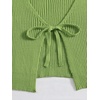 image:imageFloerns Womens Tie Front Long Sleeve Ribbed Knit Shrug Cardigan Crop TopLime Green