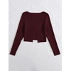 image:imageFloerns Womens Tie Front Long Sleeve Ribbed Knit Shrug Cardigan Crop TopMaroon