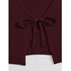 image:imageFloerns Womens Tie Front Long Sleeve Ribbed Knit Shrug Cardigan Crop TopMaroon