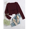 image:imageFloerns Womens Tie Front Long Sleeve Ribbed Knit Shrug Cardigan Crop TopMaroon
