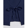 image:imageFloerns Womens Tie Front Long Sleeve Ribbed Knit Shrug Cardigan Crop TopNavy Blue