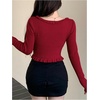 image:imageFloerns Womens Tie Front Long Sleeve Ribbed Knit Shrug Cardigan Crop TopRed Solid