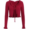 image:imageFloerns Womens Tie Front Long Sleeve Ribbed Knit Shrug Cardigan Crop TopRed Solid