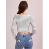 image:imageFloerns Womens Tie Front Long Sleeve Ribbed Knit Shrug Cardigan Crop TopStriped White
