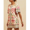 image:imageFloerns Womens Tropical Summer Dresses Puff Sleeve Crewneck Beach Vacation Tunic DressApricot