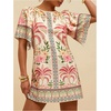 image:imageFloerns Womens Tropical Summer Dresses Puff Sleeve Crewneck Beach Vacation Tunic DressApricot
