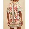 image:imageFloerns Womens Tropical Summer Dresses Puff Sleeve Crewneck Beach Vacation Tunic DressApricot