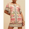 image:imageFloerns Womens Tropical Summer Dresses Puff Sleeve Crewneck Beach Vacation Tunic DressApricot