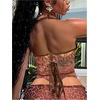image:imageFloerns Womens Y2K PU Leather Halter Neck Crop Tank TopBrown Paisley