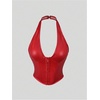 image:imageFloerns Womens Y2K PU Leather Halter Neck Crop Tank TopTrue Red