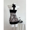 image:imageFloerns Womens Y2k Animal Print Halter Sleeveless Going Out Mini DressesBlack