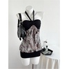 image:imageFloerns Womens Y2k Animal Print Halter Sleeveless Going Out Mini DressesBlack