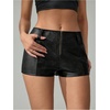 image:imageFloerns Womens Y2k Mini Shorts Zip Up Low Waist PU Leather Hot PantsBlack