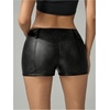 image:imageFloerns Womens Y2k Mini Shorts Zip Up Low Waist PU Leather Hot PantsBlack