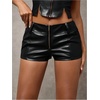 image:imageFloerns Womens Y2k Mini Shorts Zip Up Low Waist PU Leather Hot PantsBlack Solid Leather