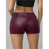 image:imageFloerns Womens Y2k Mini Shorts Zip Up Low Waist PU Leather Hot PantsBurgundy